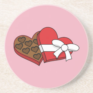 Posavasos Caja de chocolate con corazón el día de San Valent