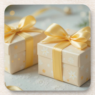 Posavasos caja de regalo amarilla encantadora