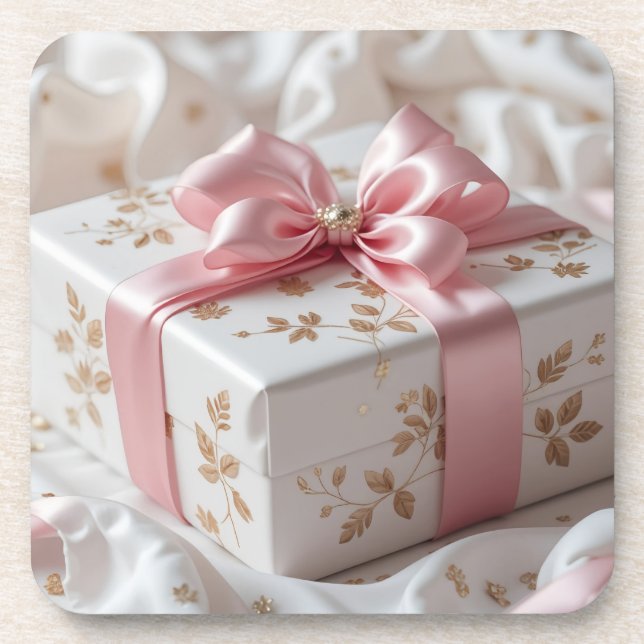 Posavasos caja de regalo rosa encantadora (Frente)