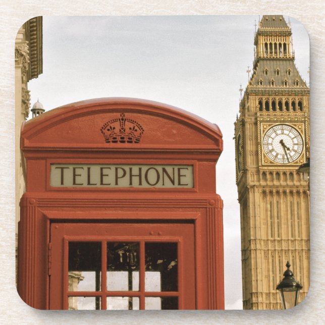 Posavasos Caja de teléfono y Torre del Big Ben (Frente)