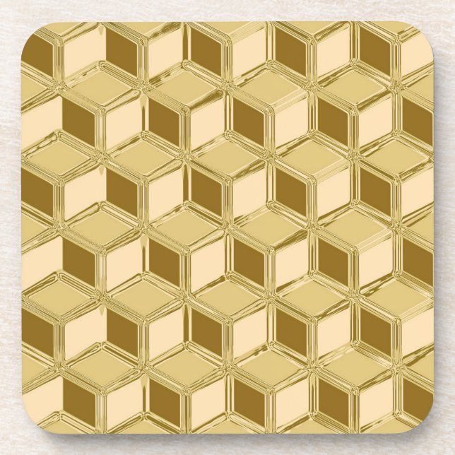 Posavasos Cajas cromadas 3-d - de color dorado (Frente)