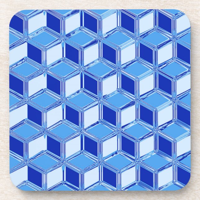 Posavasos Cajas cromadas 3d - azul cobalto (Frente)