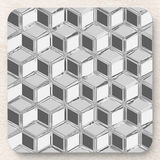 Posavasos Cajas cromadas 3d - gris plateado (Frente)