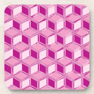 Posavasos Cajas cromadas 3d - rosa fucsia