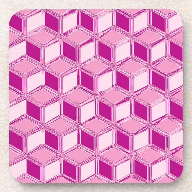 Posavasos Cajas cromadas 3d - rosa fucsia (Frente)