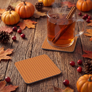 Posavasos Calabaza Clásica de Otoño Gingham Cuadros