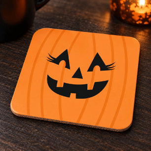 Posavasos Calabaza con pestañas de naranja femenina Jack o L