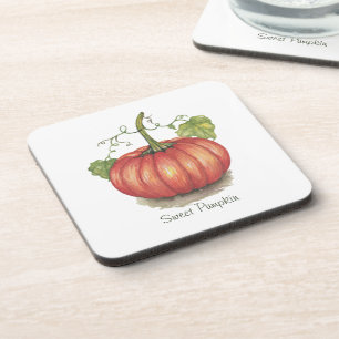 Posavasos Calabaza Cuidada Con Vinas En Acuarela