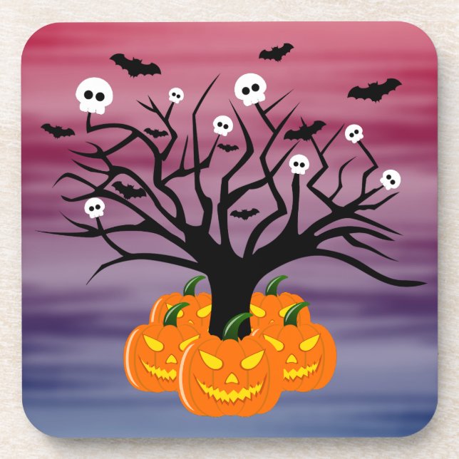 Posavasos Calabaza de Halloween Jack del Árbol Muerto de los (Frente)