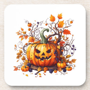 Posavasos calabaza divertida de otoño Halloween