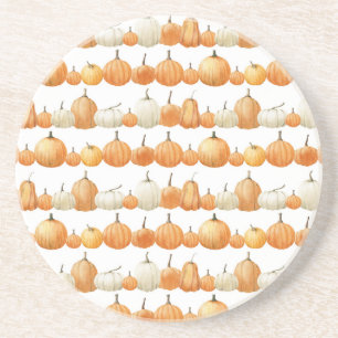 Posavasos Calabaza otoñal: Patrón de Ilustracion acuarela