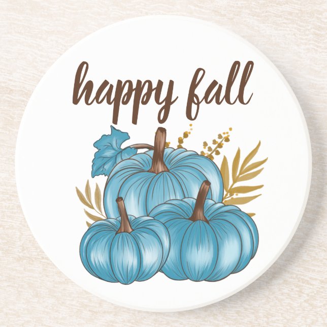 Posavasos Calabazas Azules de Otoño Coaster Blanco (Frente)