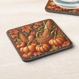 Posavasos Calabazas de la temporada de otoño con relieve