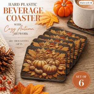 Posavasos Calabazas de otoño y hojas de otoño            