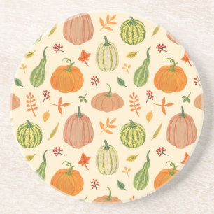 Posavasos Calabazas verdes y naranjas, patrón sin fisuras.