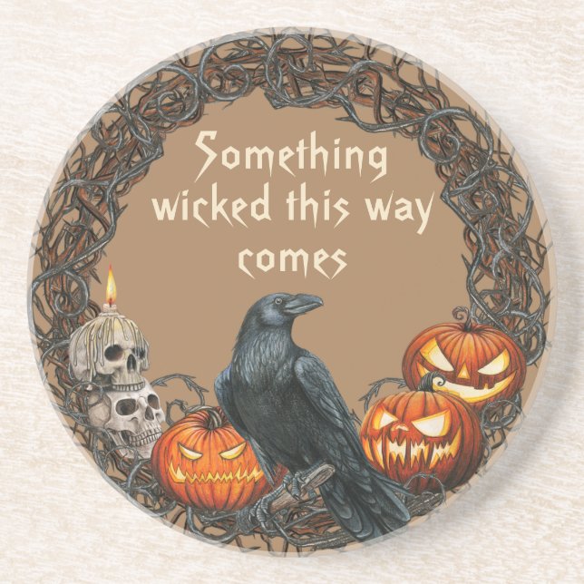 Posavasos Calabazas y flores de Halloween (Frente)