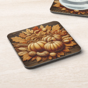 Posavasos Calabazas y hojas de la temporada de otoño        