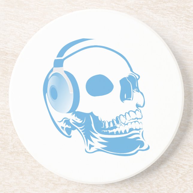 Posavasos Calavera con auriculares (Frente)