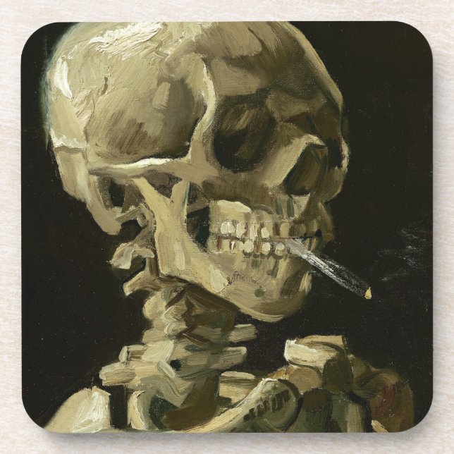 Posavasos Calavera con cigarrillo de Van Gogh (Frente)
