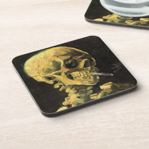 Posavasos Calavera con cigarrillo en llamas por Vincent van
