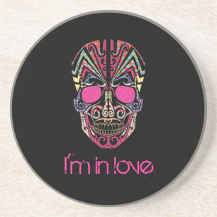 Posavasos Calavera de amor colorida
