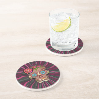 Posavasos Calavera de azúcar de aspecto de madera tallada co