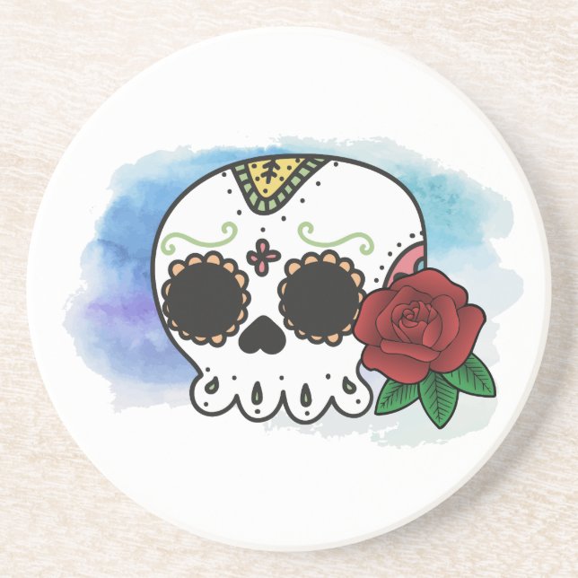Posavasos Calavera de azúcar de los muertos (Frente)