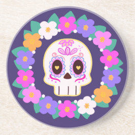 Posavasos Calavera de azúcar floral