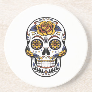 Posavasos Calavera de azúcar Rosa Amarilla