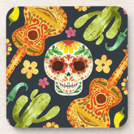 Posavasos Calavera de azúcar y Guitars Dia de Muertos | Posa