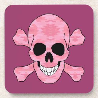 Posavasos Calavera De Camuflaje Rosado Y Astras De Los Hueso