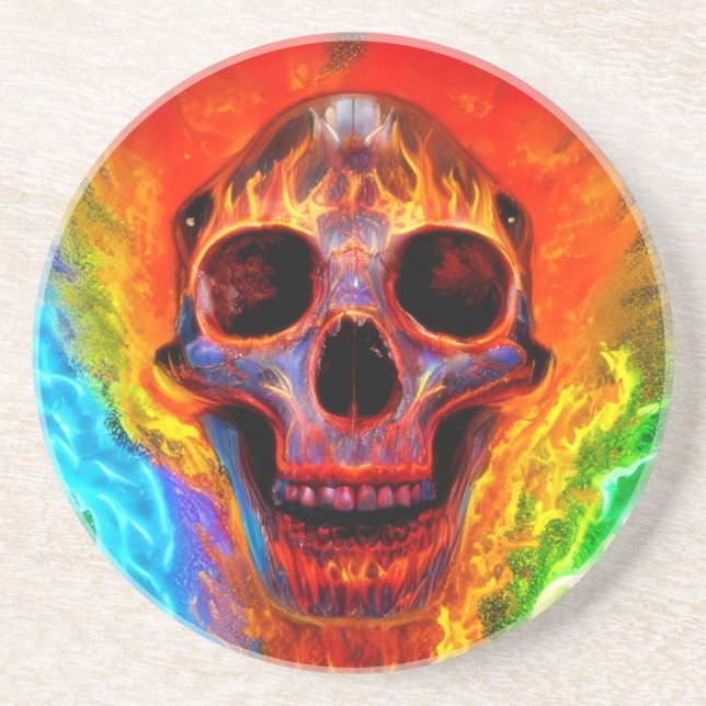 Posavasos Calavera de color (Frente)