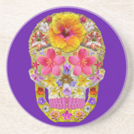Posavasos Calavera de flores 4 - Tropical