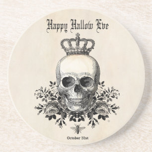 Posavasos Calavera de Halloween de época moderna con corona
