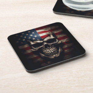 Posavasos Calavera de la bandera americana 