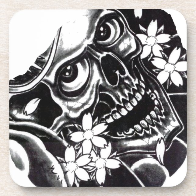 Posavasos Calavera de tatuaje japonesa (Frente)