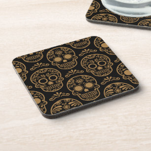 Posavasos Calavera floral de cráneo de día de los muertos me