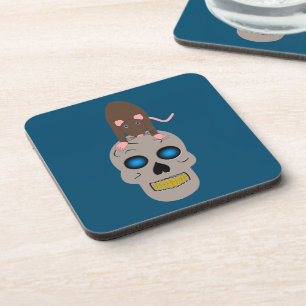 Posavasos Calavera gótica y Rat Halloween