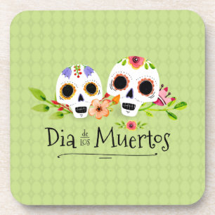 Posavasos Calaveras de azúcar floral Dia de Muertos   Posava