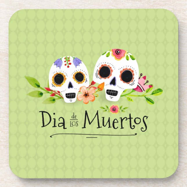 Posavasos Calaveras de azúcar floral Dia de Muertos | Posava (Frente)