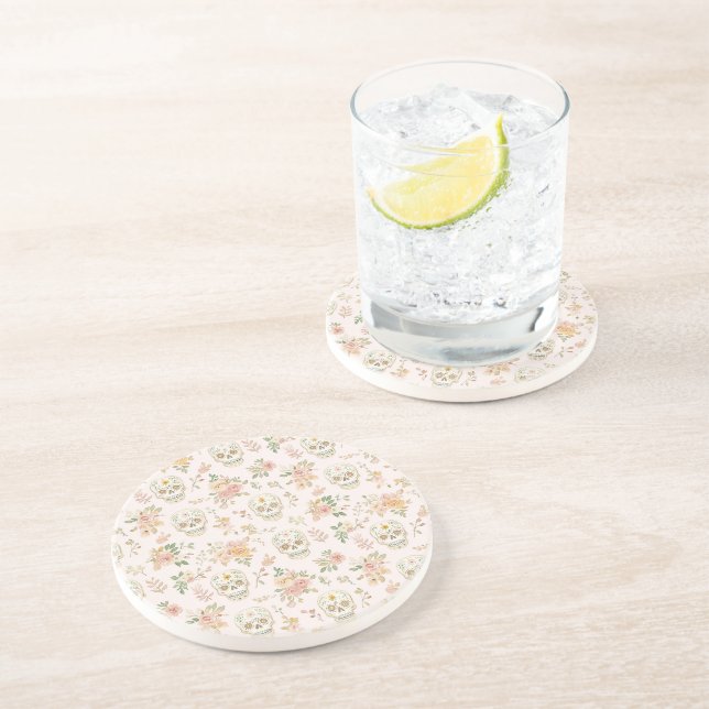 Posavasos Calaveras de Azúcar Flores de Melocotón (Lado)