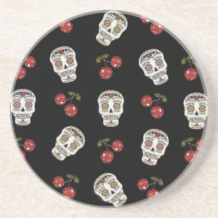 Posavasos Calaveras de Azúcar Rockabilly RAB Cerezas Sobre N