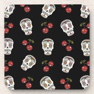 Posavasos Calaveras de Azúcar Rockabilly RAB Cerezas Sobre N