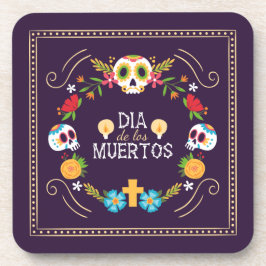 Posavasos Calaveras florales coloridas Dia de Muertos | Posa