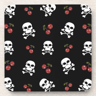 Posavasos Calaveras y Cerezas RAB Rockabilly en Negro