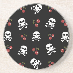 Posavasos Calaveras y Cerezas RAB Rockabilly en Negro