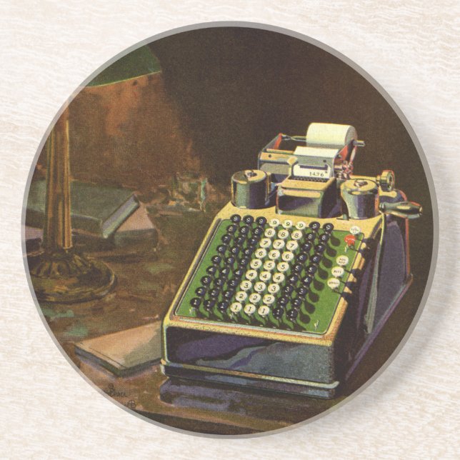 Posavasos Calculadora Vintage de Contabilidad de Compuestos  (Frente)
