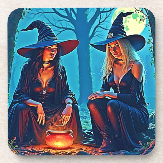 Posavasos Caldero de Brujas Místicas Embrujado (Frente)
