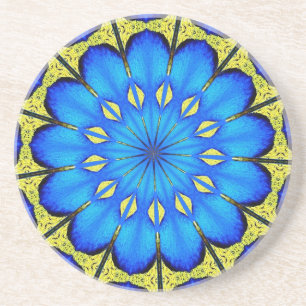 Posavasos Caleidoscopio de plumas de pavo real 4