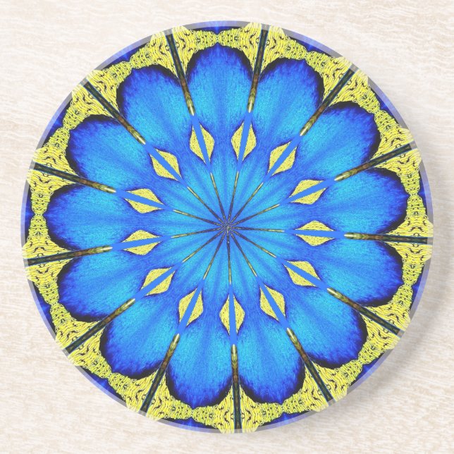 Posavasos Caleidoscopio de plumas de pavo real 4 (Frente)